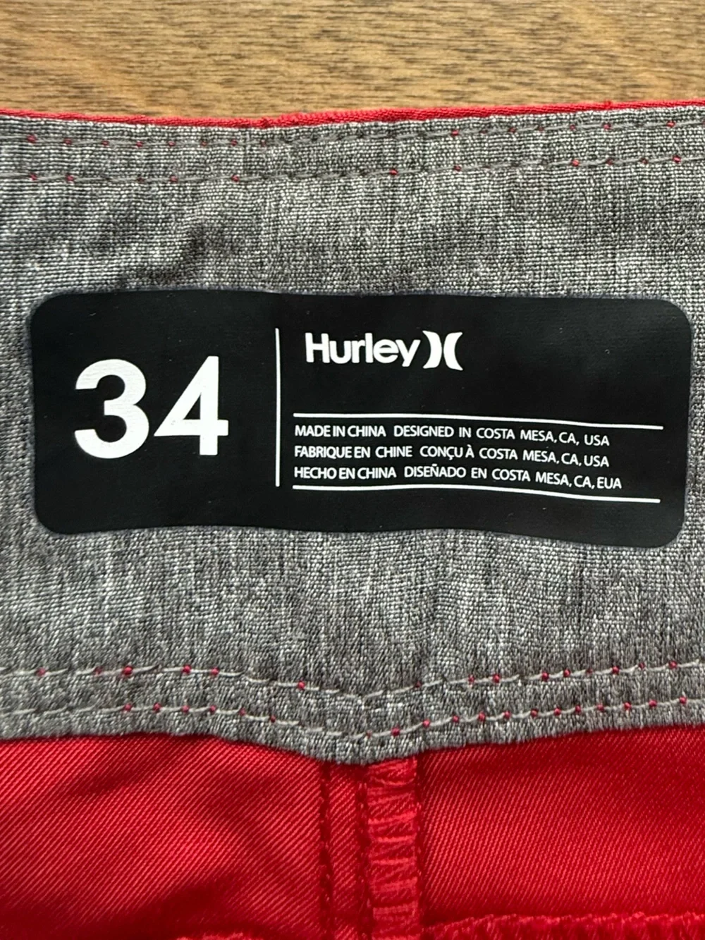 Hurley Men’s Red Board Shorts with Black Drawstring